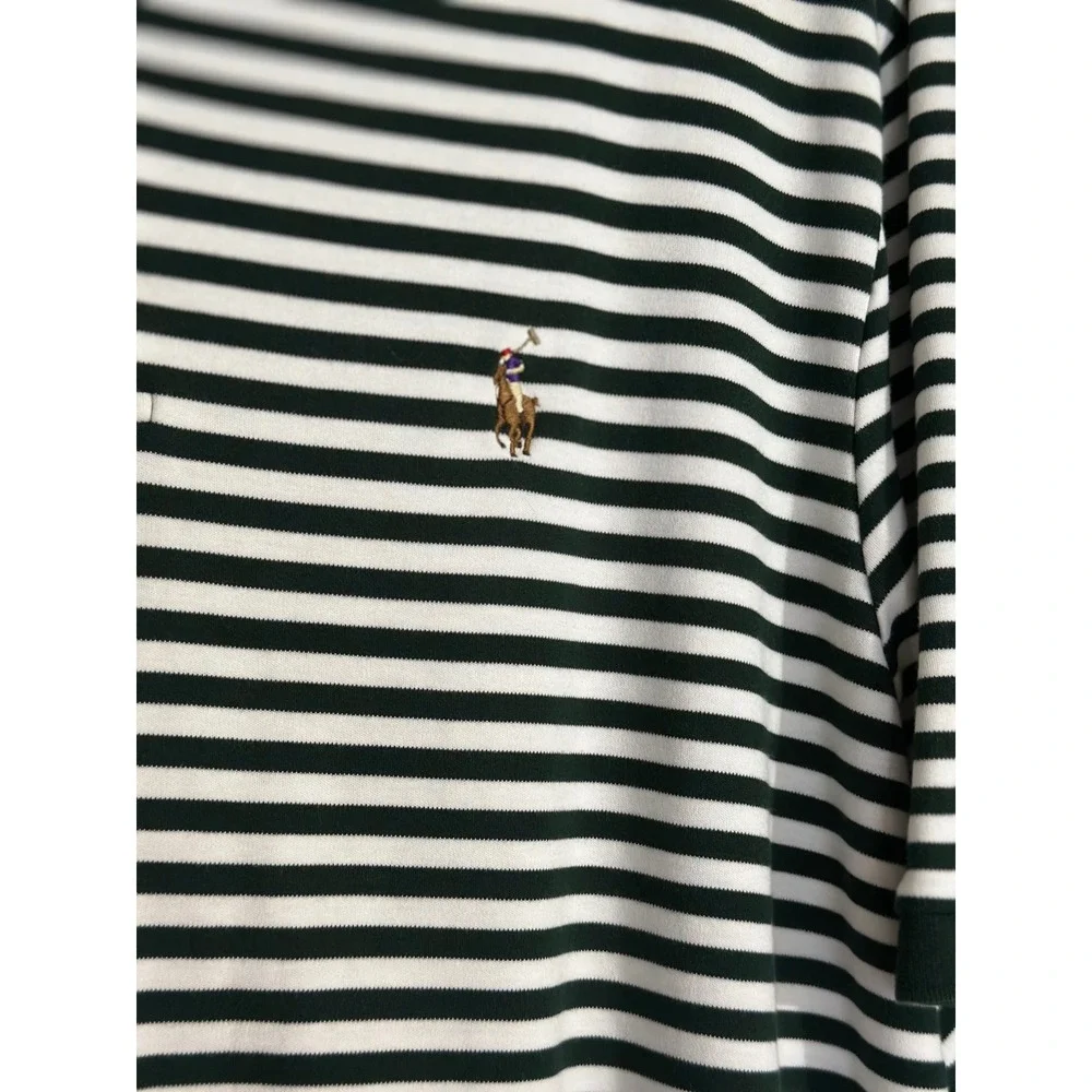 Polo Ralph Lauren Classic Fit Interlock Polo Shirt Green Stripe Men's X-Large
